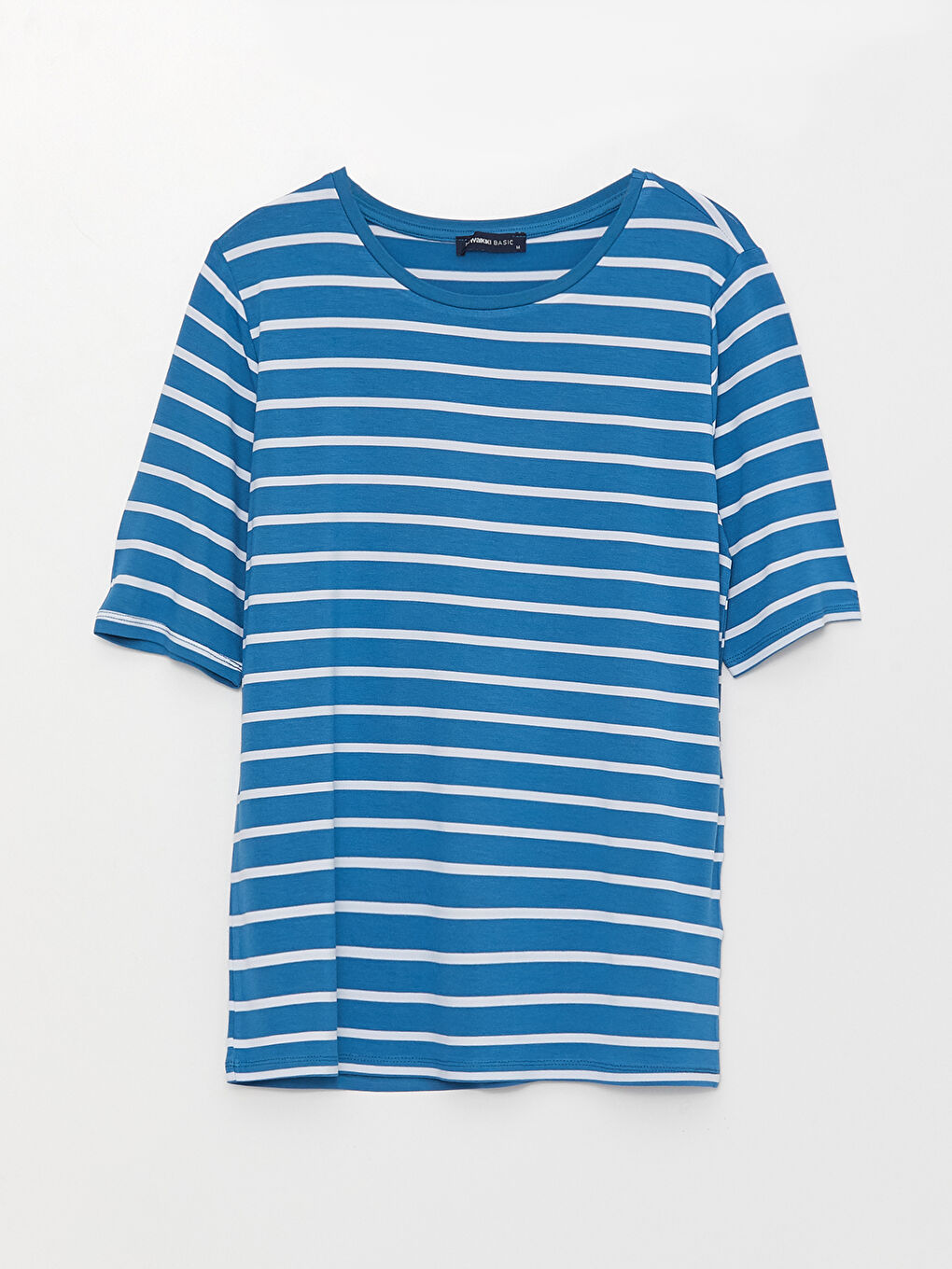 Crew Neck Striped Short Sleeve Women's T-Shirt-5