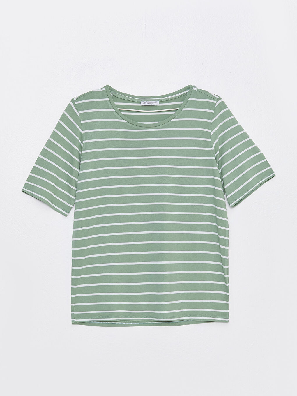 Crew Neck Striped Short Sleeve Women's T-Shirt-5