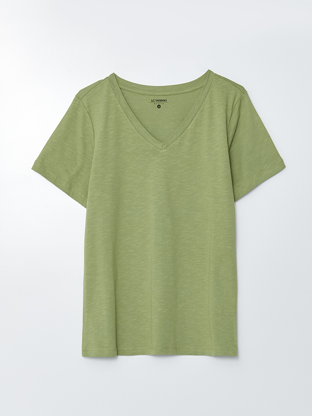 V-neck Plain Short Sleeve Women's T-shirt-4