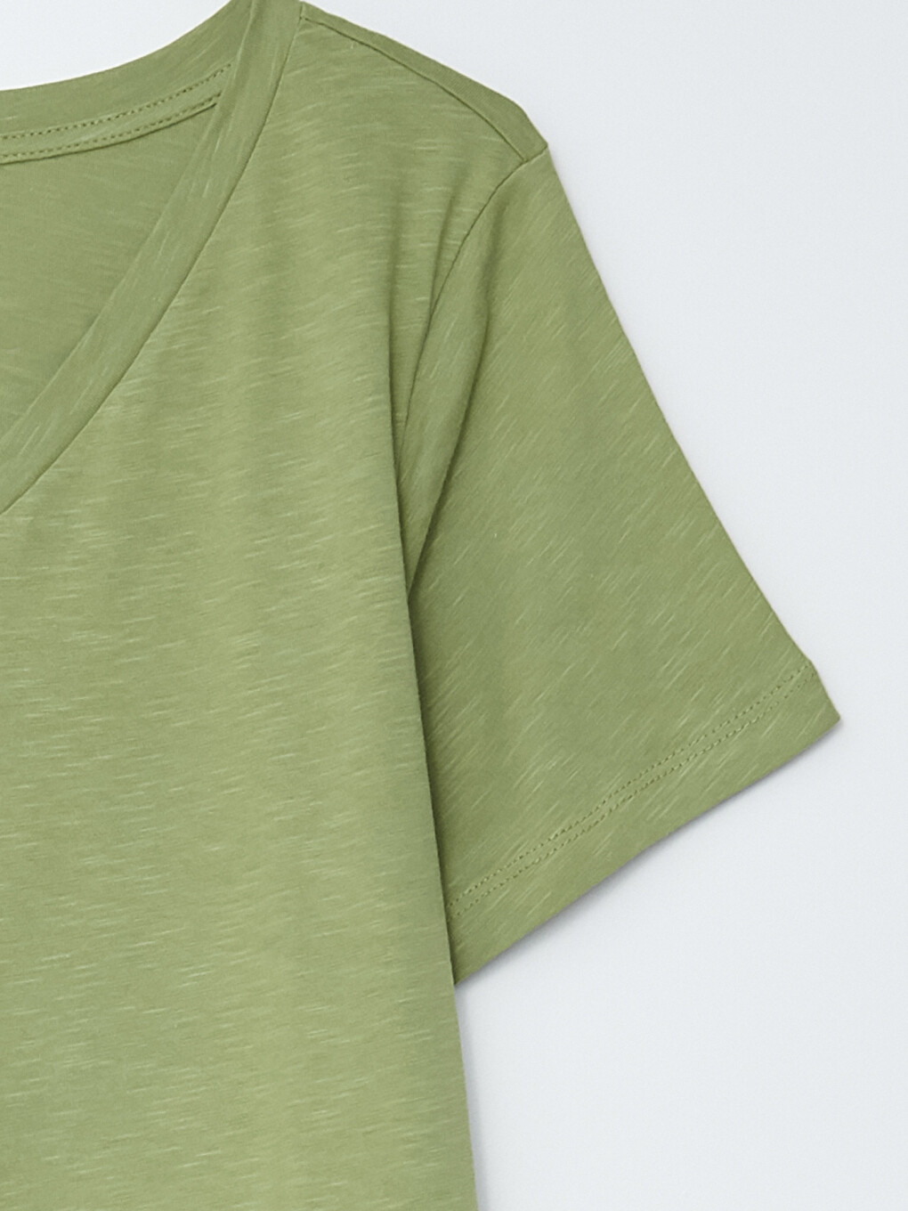 V-neck Plain Short Sleeve Women's T-shirt-6