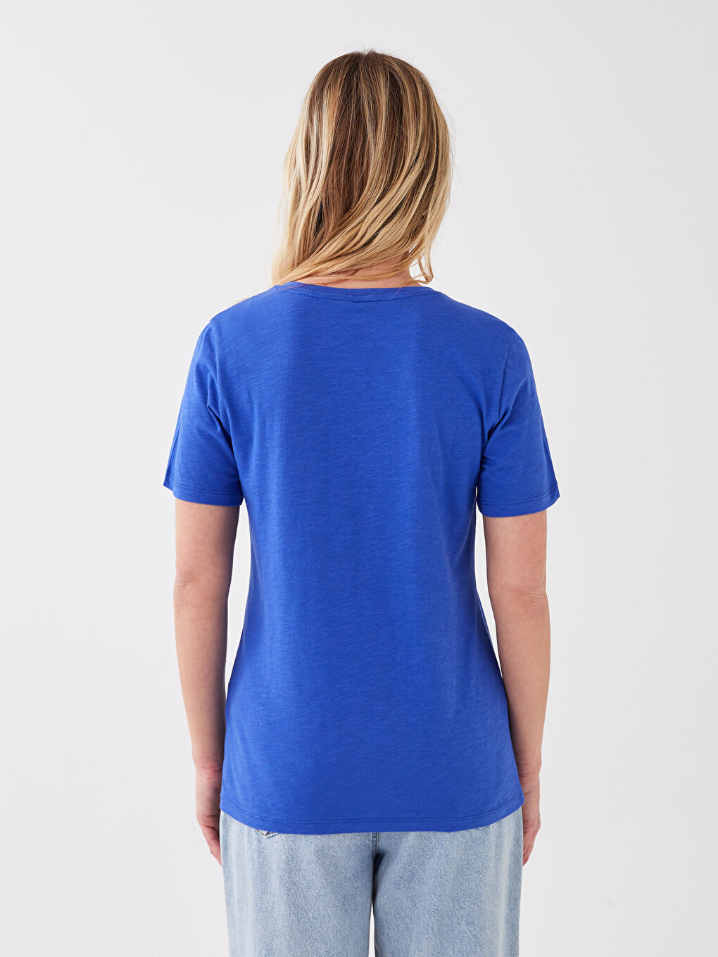 Crew Neck Plain Short Sleeve Women's T-Shirt-4