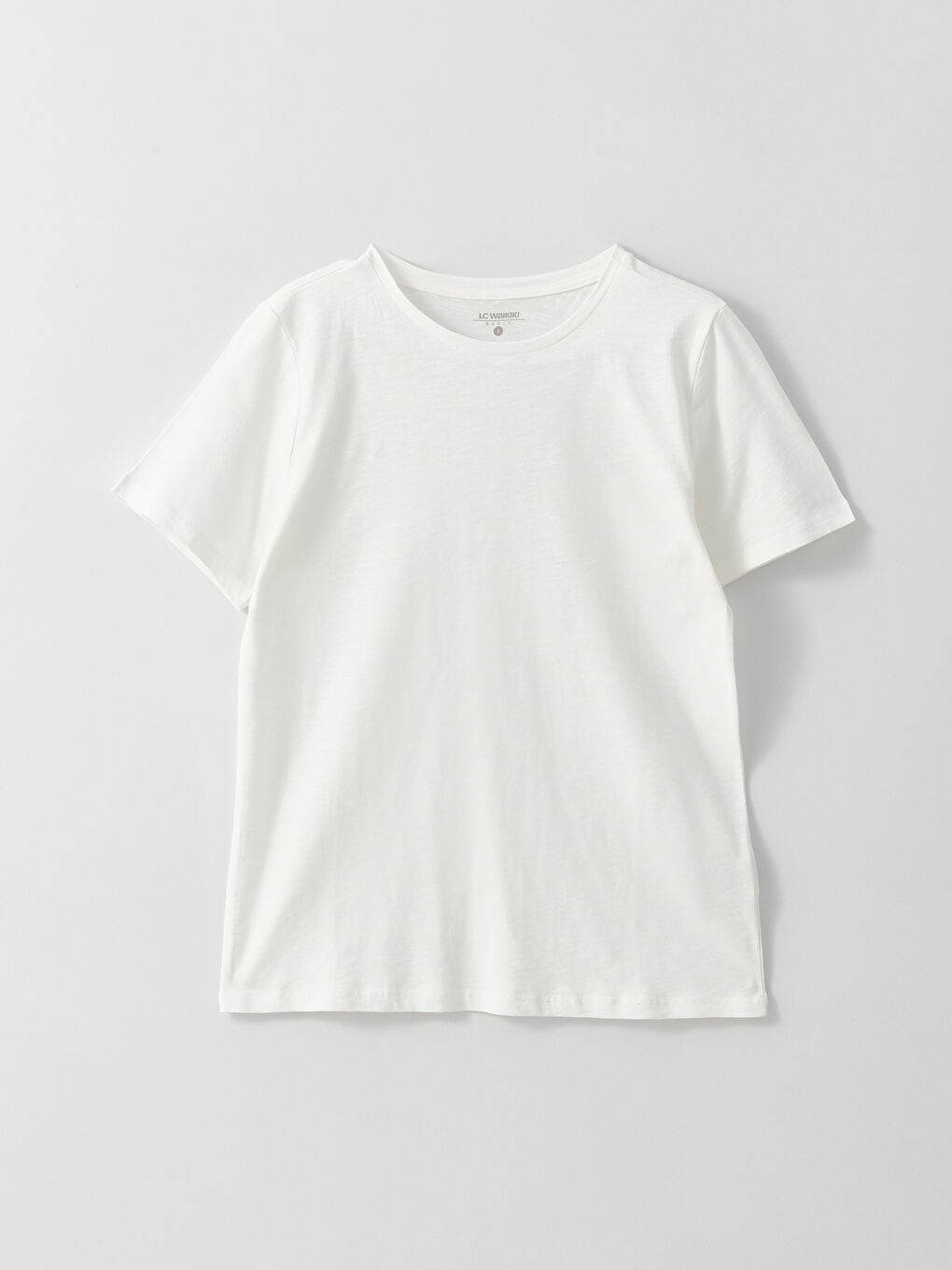 تي شيرت سادة بياقة دائرية بأكمام قصيرة للسيدات-5