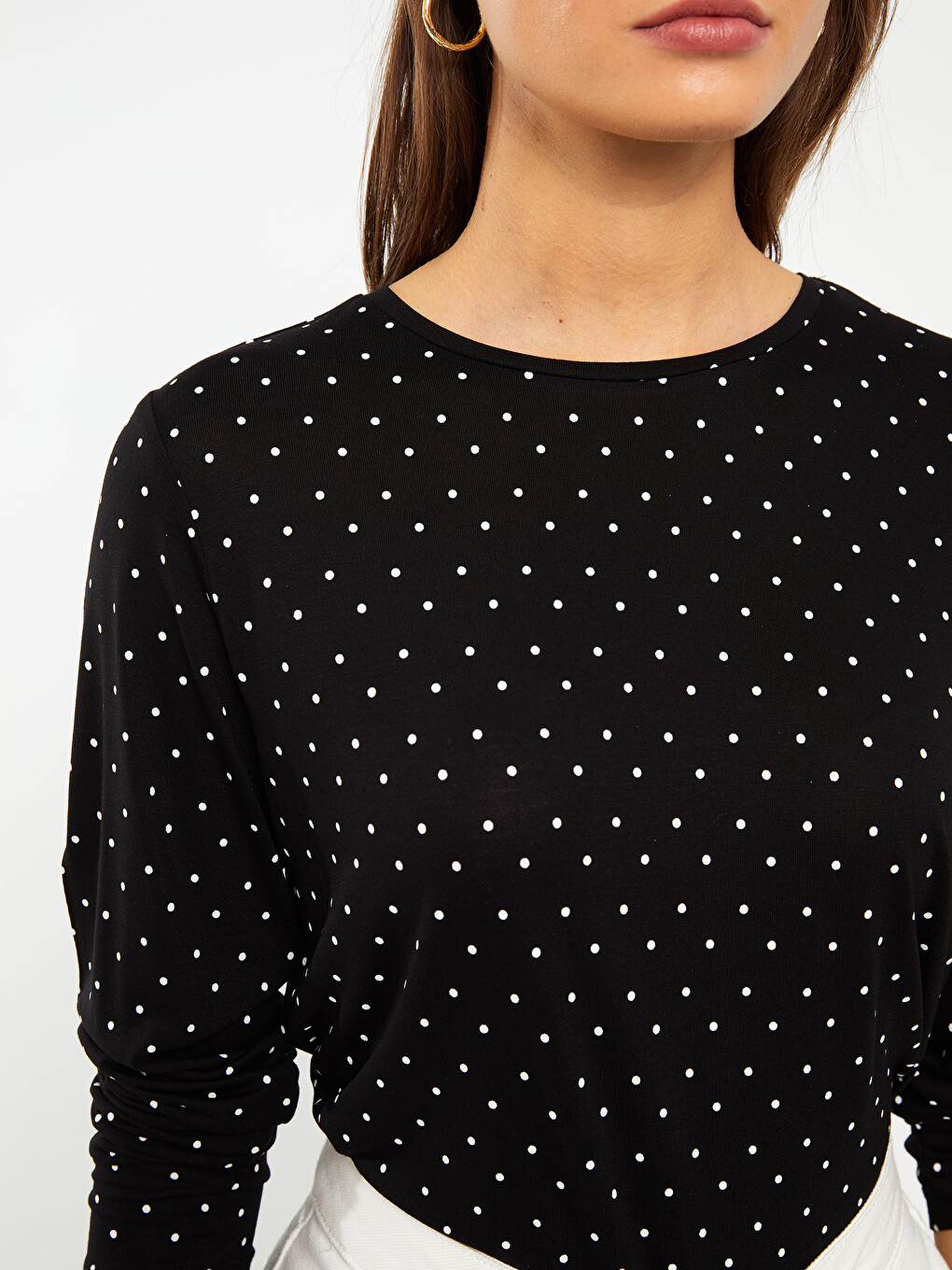 Crew Neck Patterned Long Sleeve Women's T-shirt-3