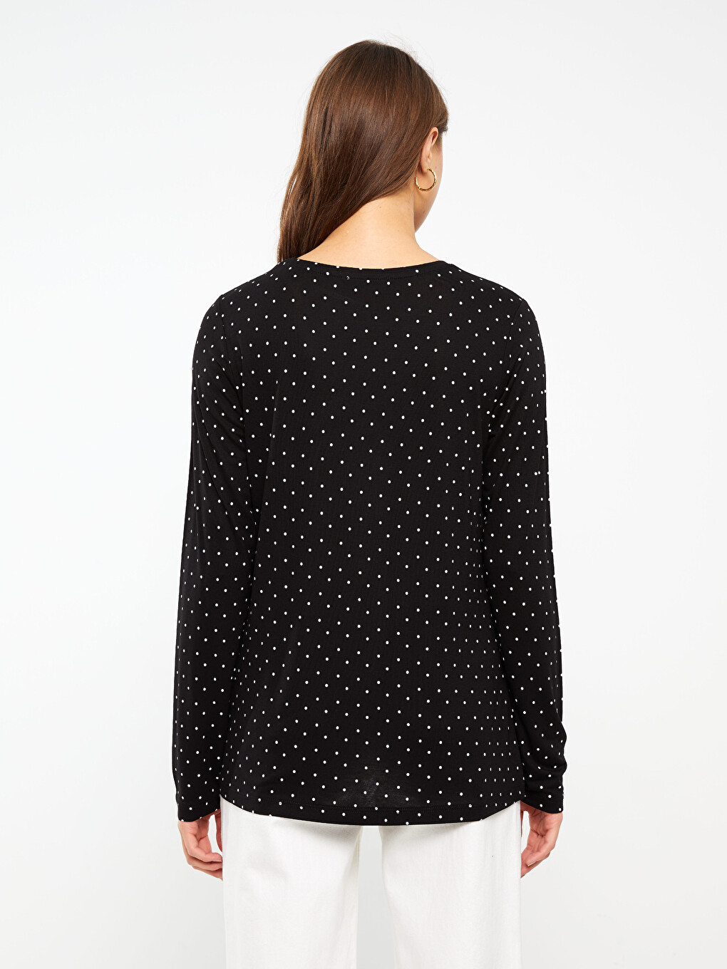 Crew Neck Patterned Long Sleeve Women's T-shirt-4