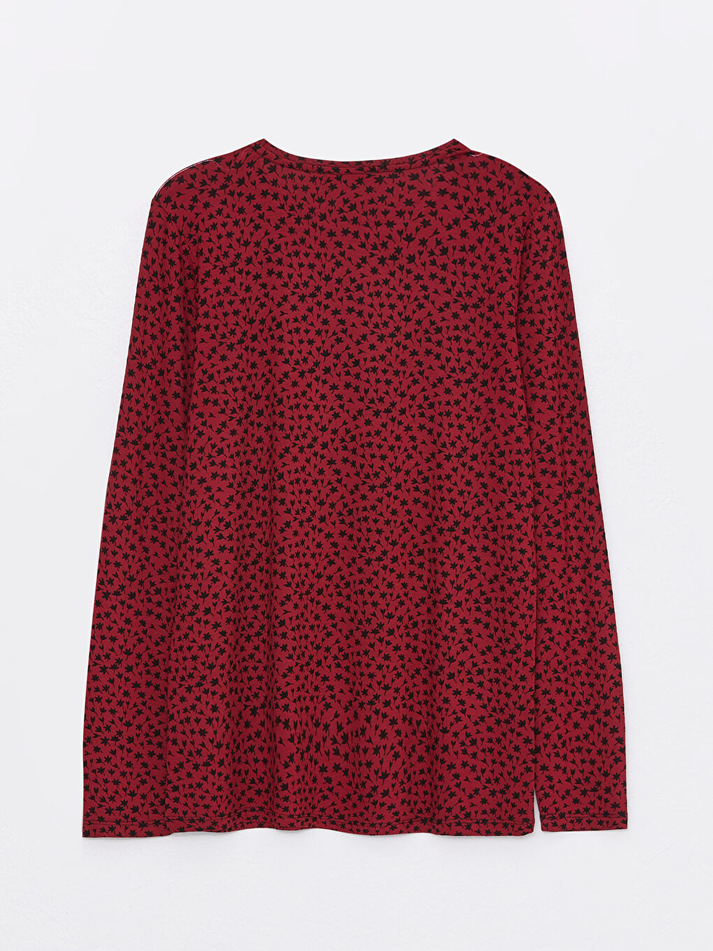 მრგვალი საყელო ნიმუშიანი გრძელმკლავიანი მაისური ქალებისთვის-6