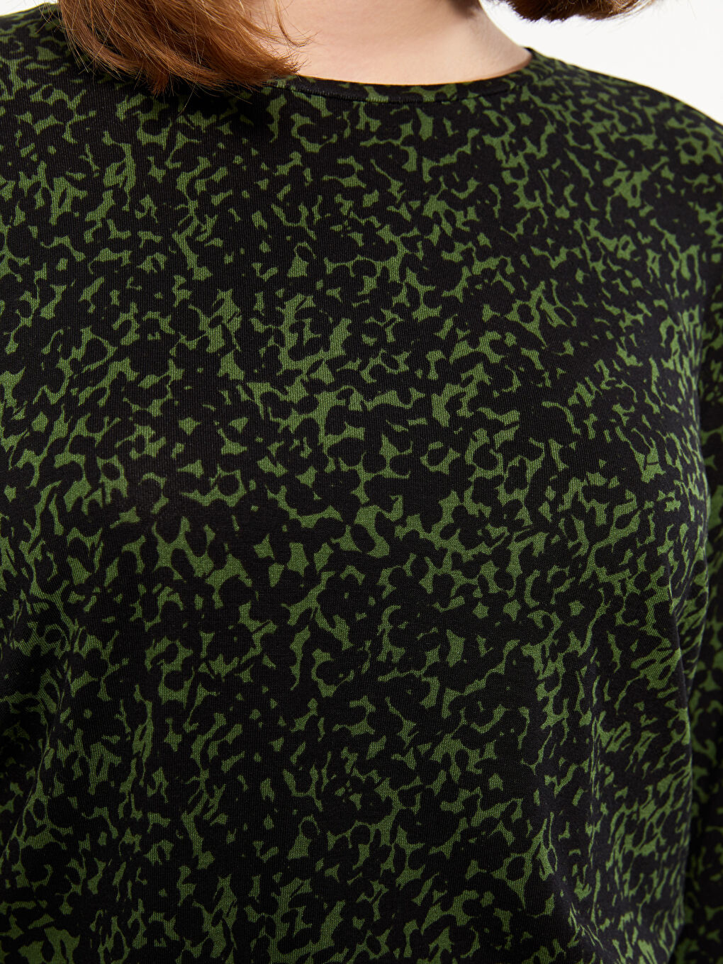 Crew Neck Patterned Long Sleeve Women's T-Shirt-3