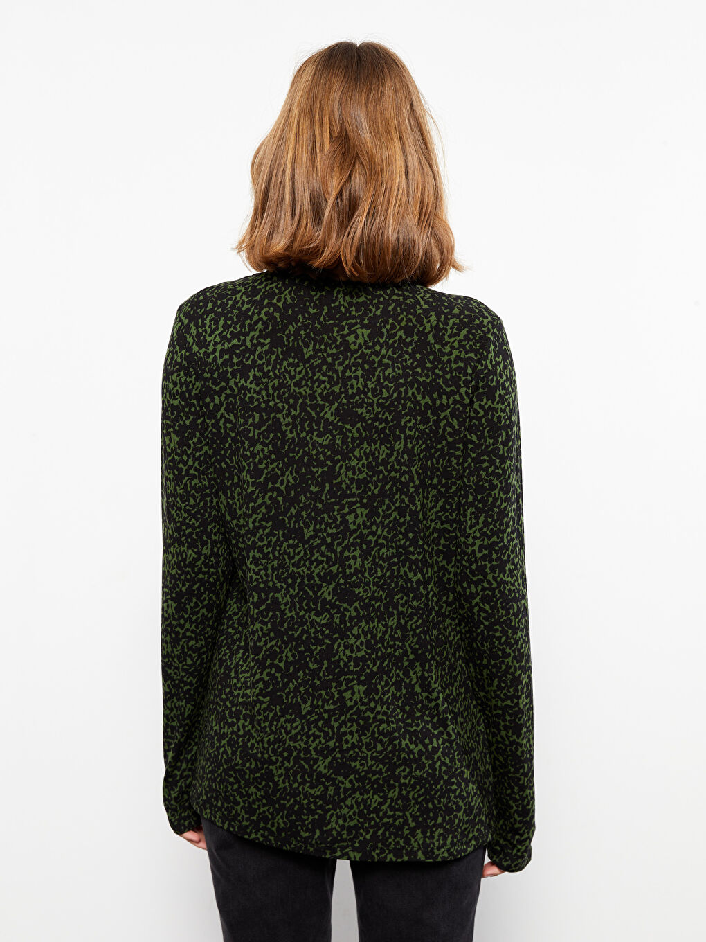 Crew Neck Patterned Long Sleeve Women's T-Shirt-4