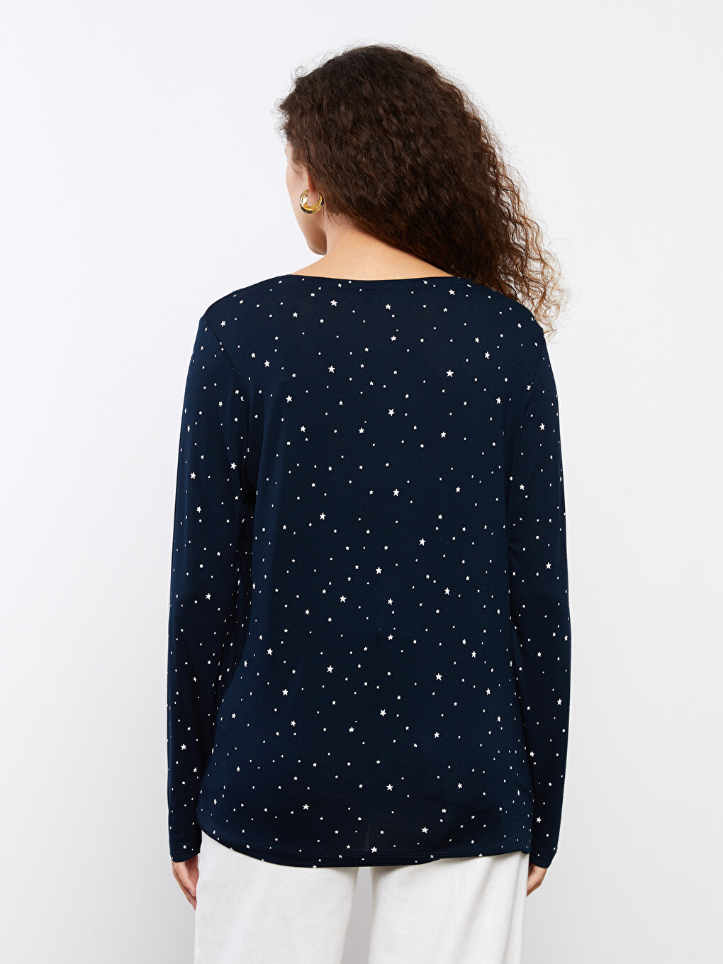 Crew Neck Patterned Long Sleeve Women's T-shirt-4