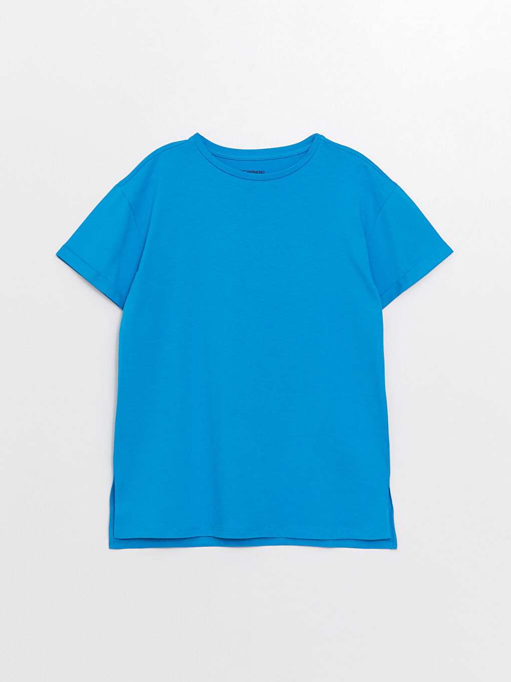 Mavi Bisiklet Yaka Düz Kısa Kollu Kadın Tişört-5