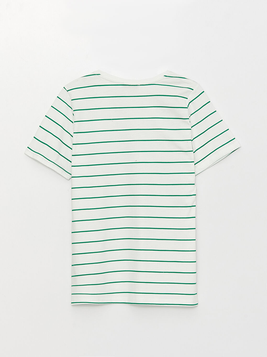 Женская футболка с коротким рукавом в полоску и V-образным вырезом-5