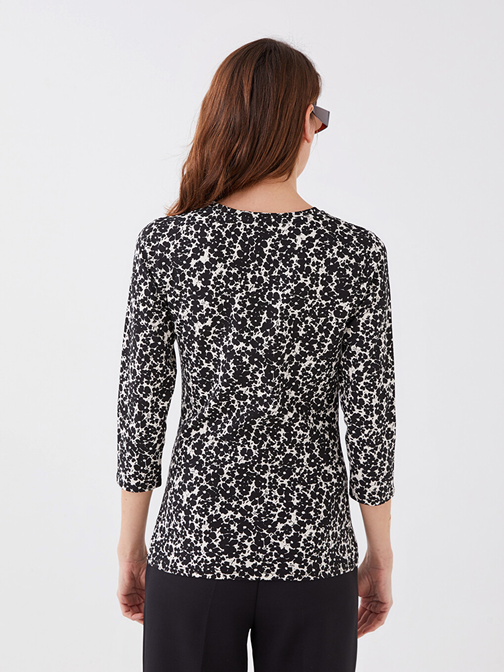 T-shirt À Manches Longues À Motif Floral Pour Femmes Avec Col Rond-4
