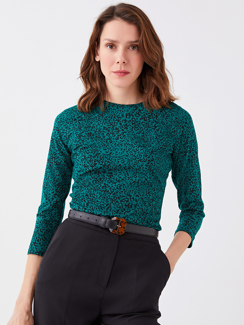 T-shirt À Manches Longues À Motif Floral Pour Femmes Avec Col Rond