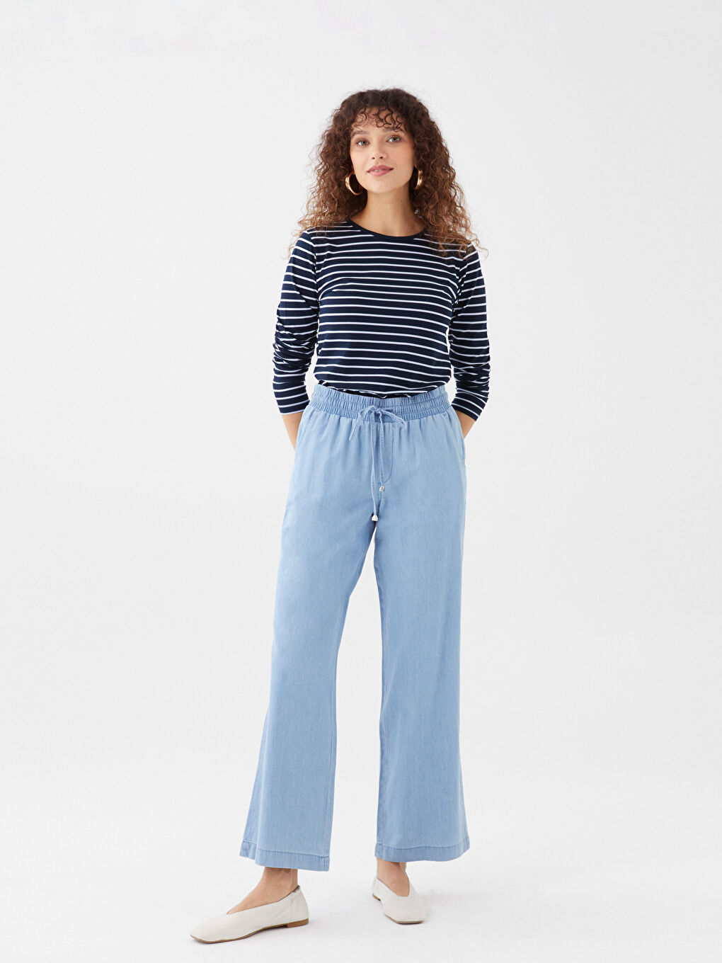 Crew Neck Striped Long Sleeve Women's T-Shirt-1