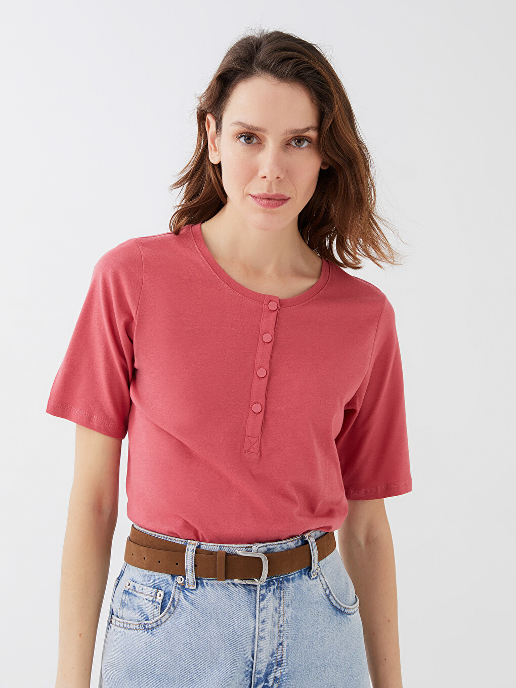 Crew Neck Plain Short Sleeve Women's T-shirt