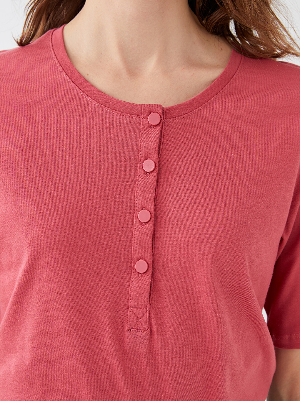 Crew Neck Plain Short Sleeve Women's T-shirt-3