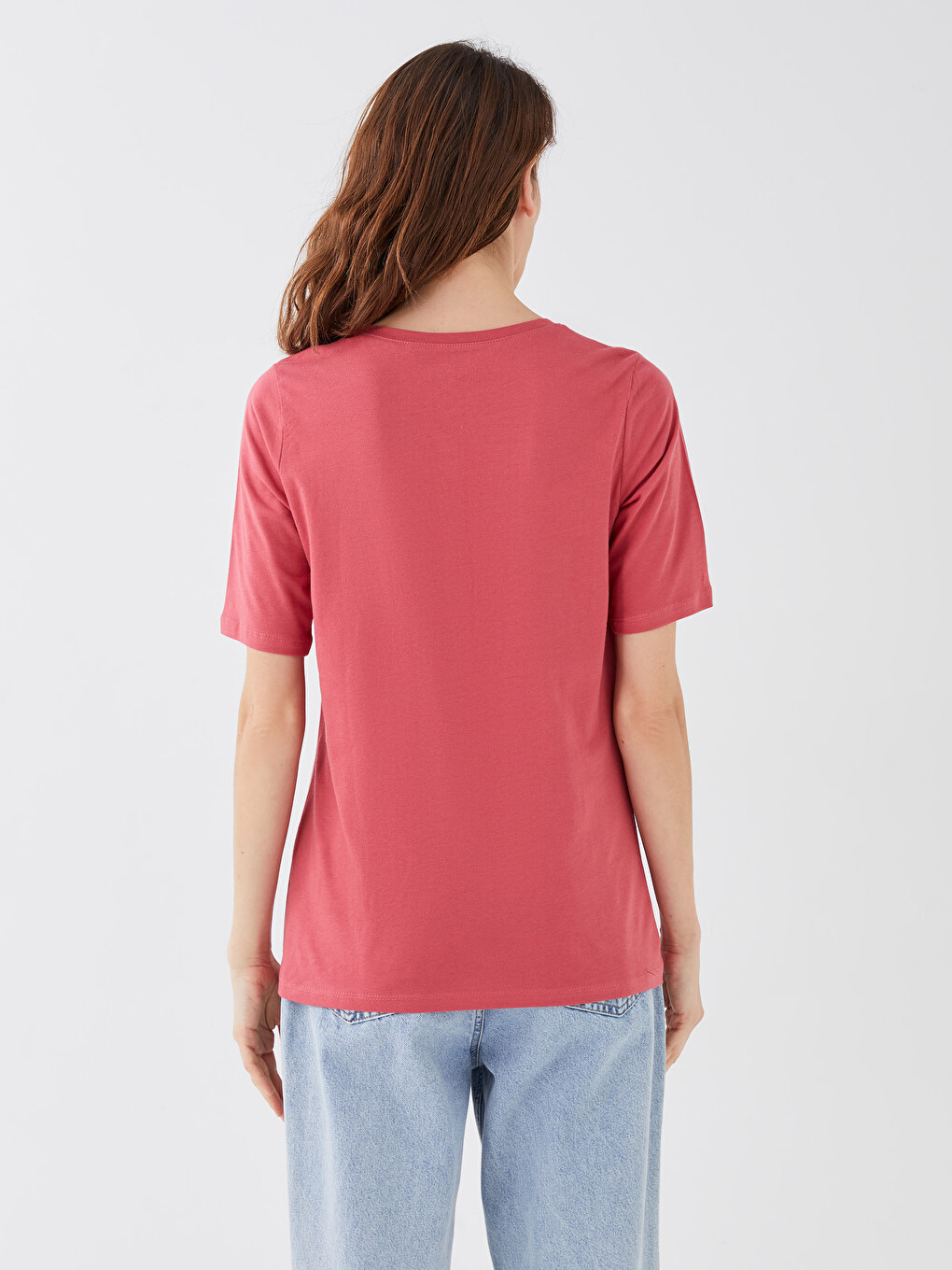 Crew Neck Plain Short Sleeve Women's T-shirt-4