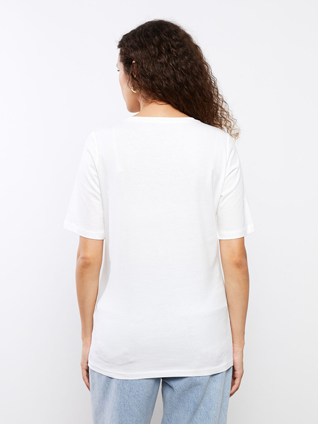Crew Neck Plain Short Sleeve Women's T-Shirt-4