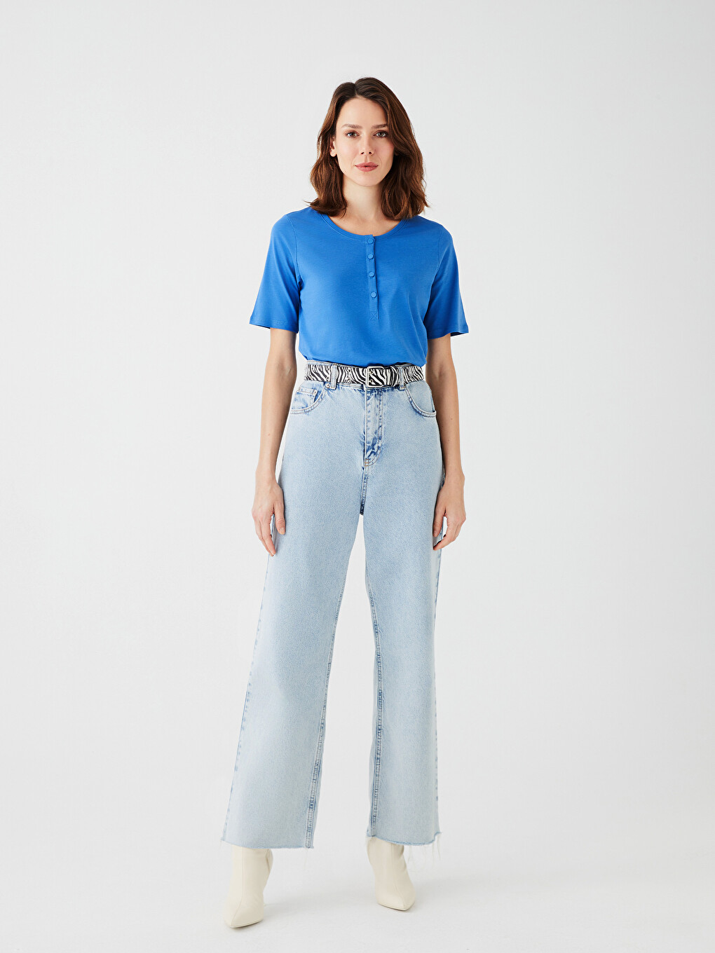 Crew Neck Plain Short Sleeve Women's T-shirt-2