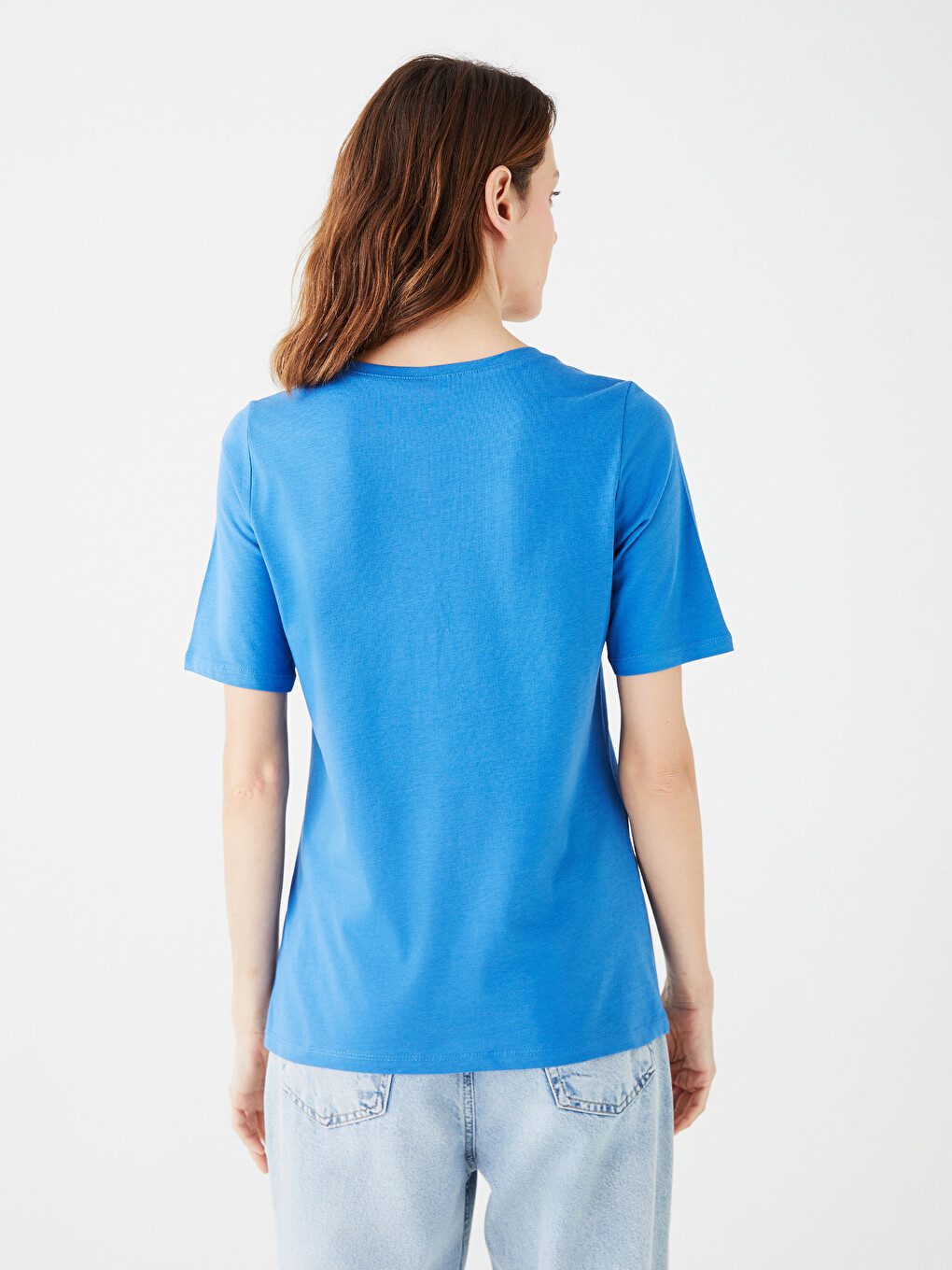 Crew Neck Plain Short Sleeve Women's T-shirt-4