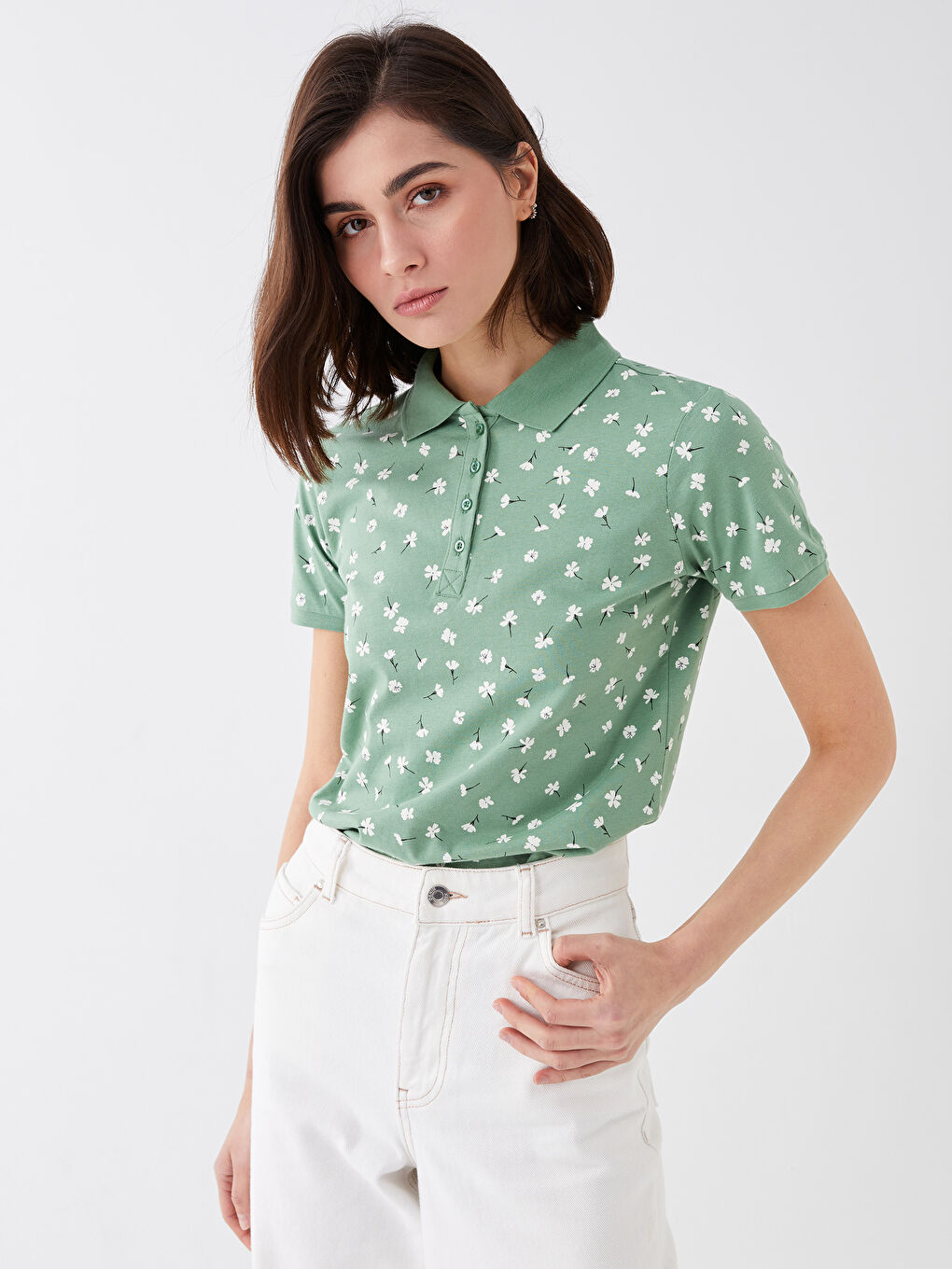 Футболка с водолазкой, с принтом, с коротким рукавом для женщин