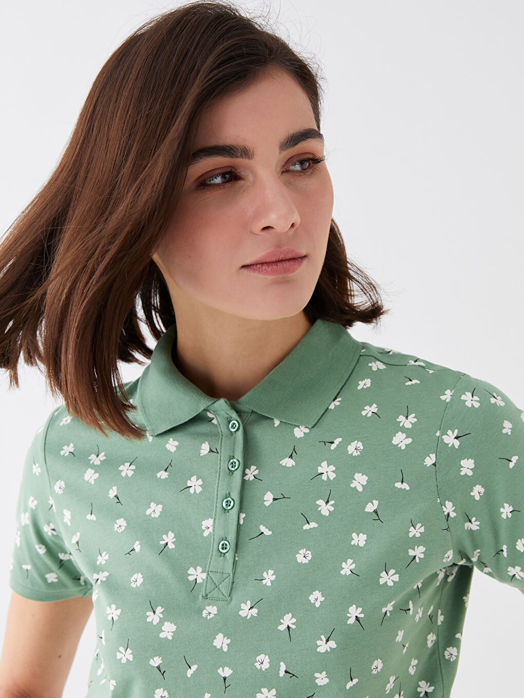 Футболка с водолазкой, с принтом, с коротким рукавом для женщин-1