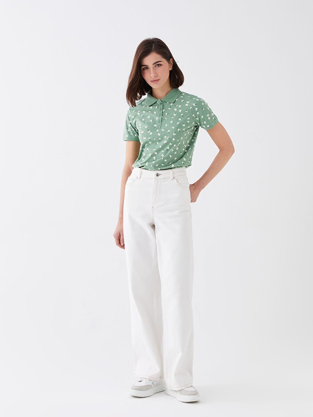 Футболка с водолазкой, с принтом, с коротким рукавом для женщин-2