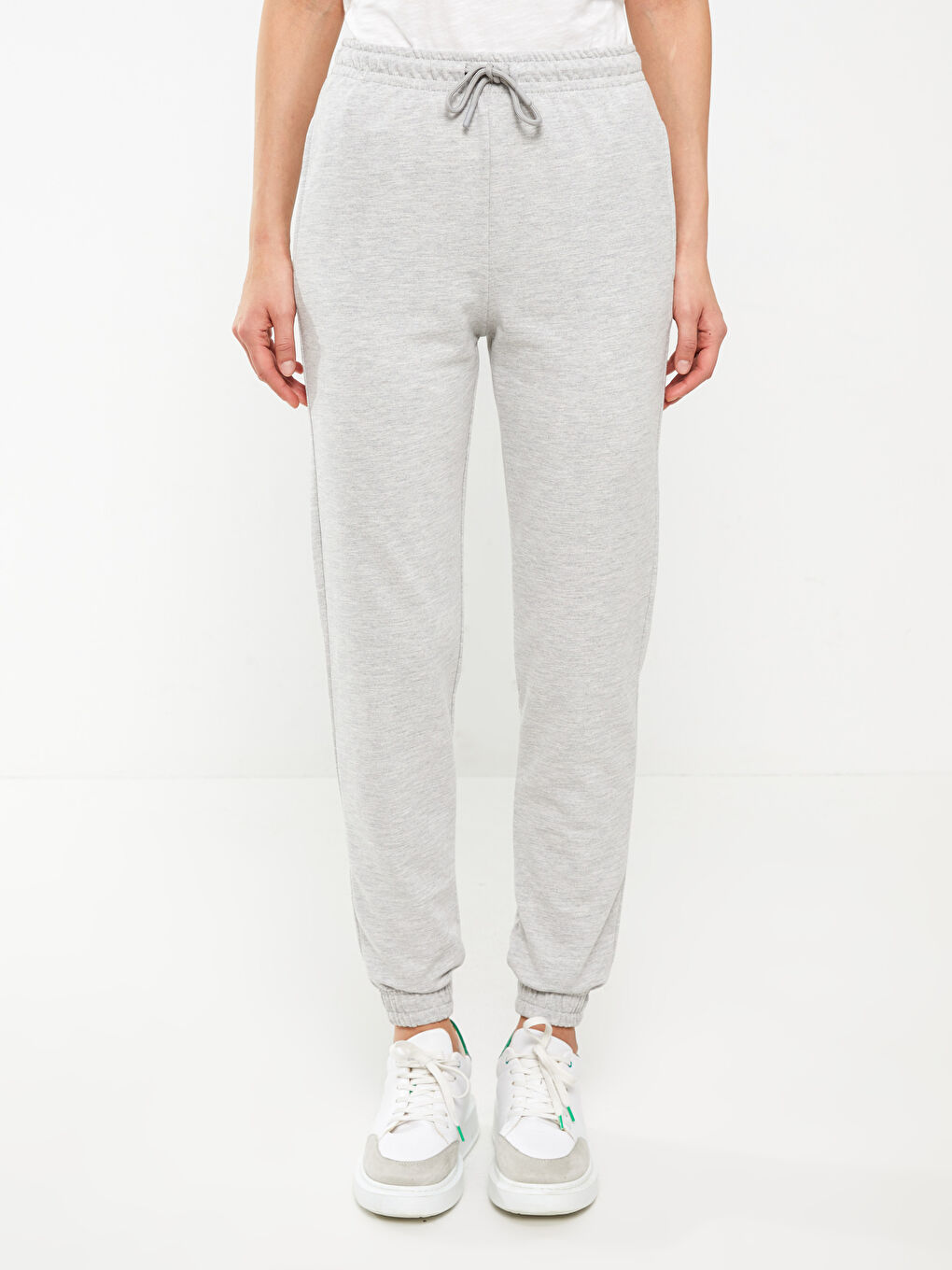 Women's Elasticated Waist Plain Jogger Sweatpants-2