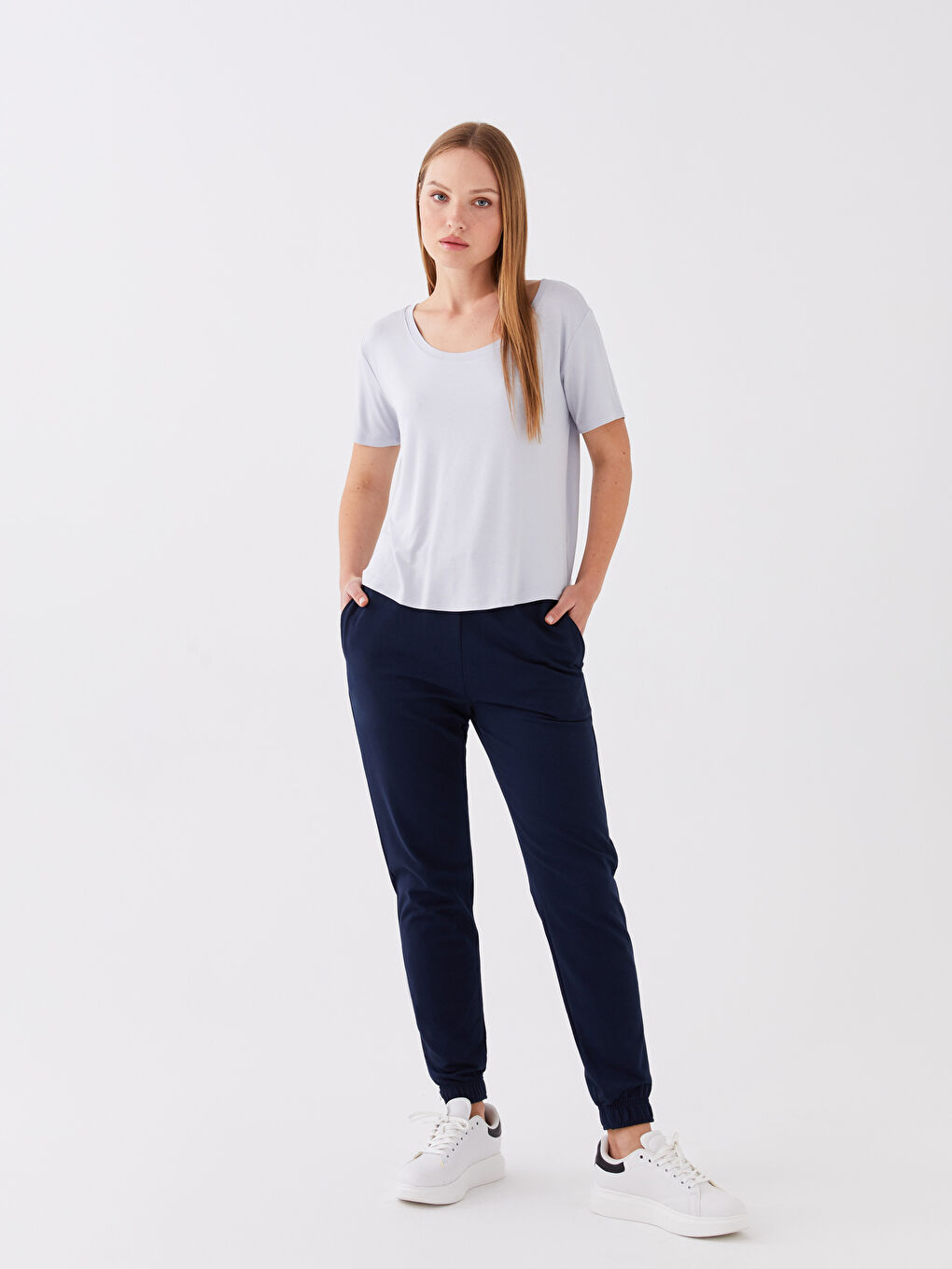 Women's Elasticated Waist Plain Jogger Sweatpants