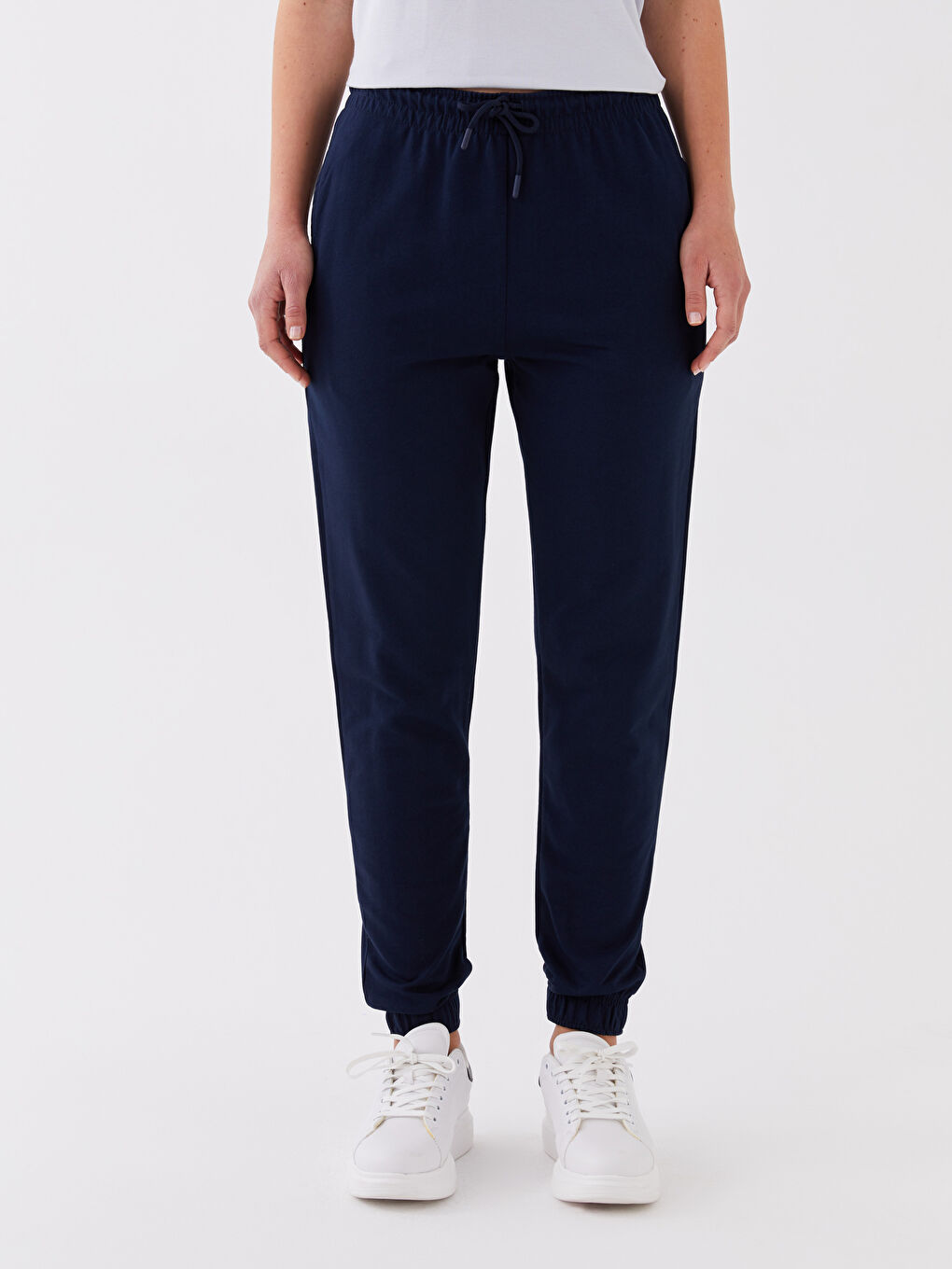 Women's Elasticated Waist Plain Jogger Sweatpants-2