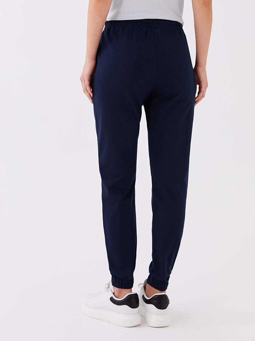 Women's Elasticated Waist Plain Jogger Sweatpants-3