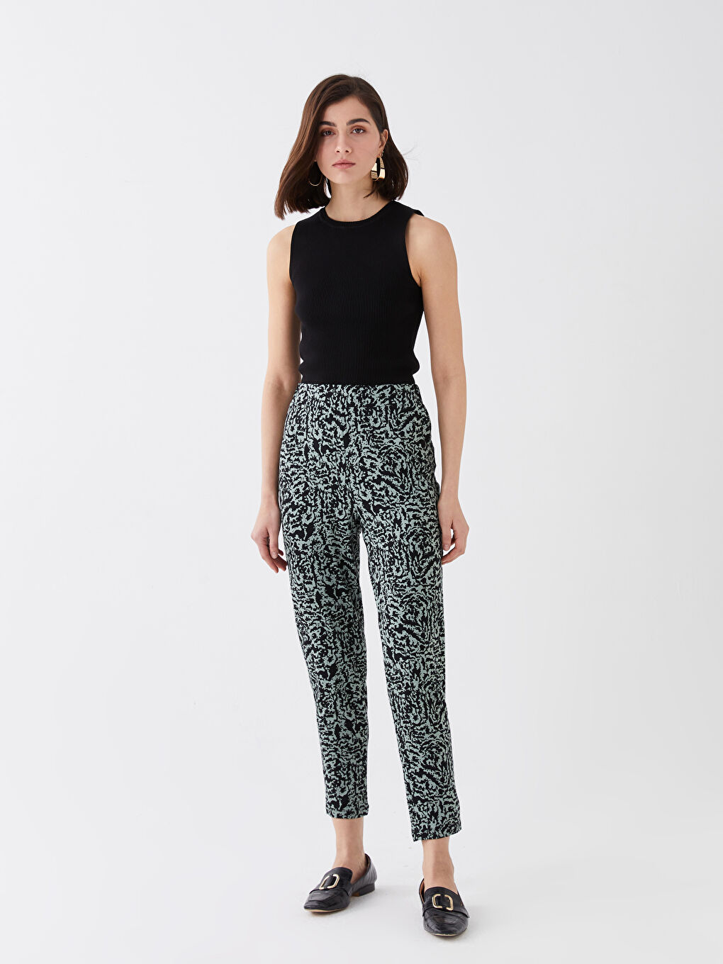 بنطلون رياضي بنقشة خصر مرن للسيدات