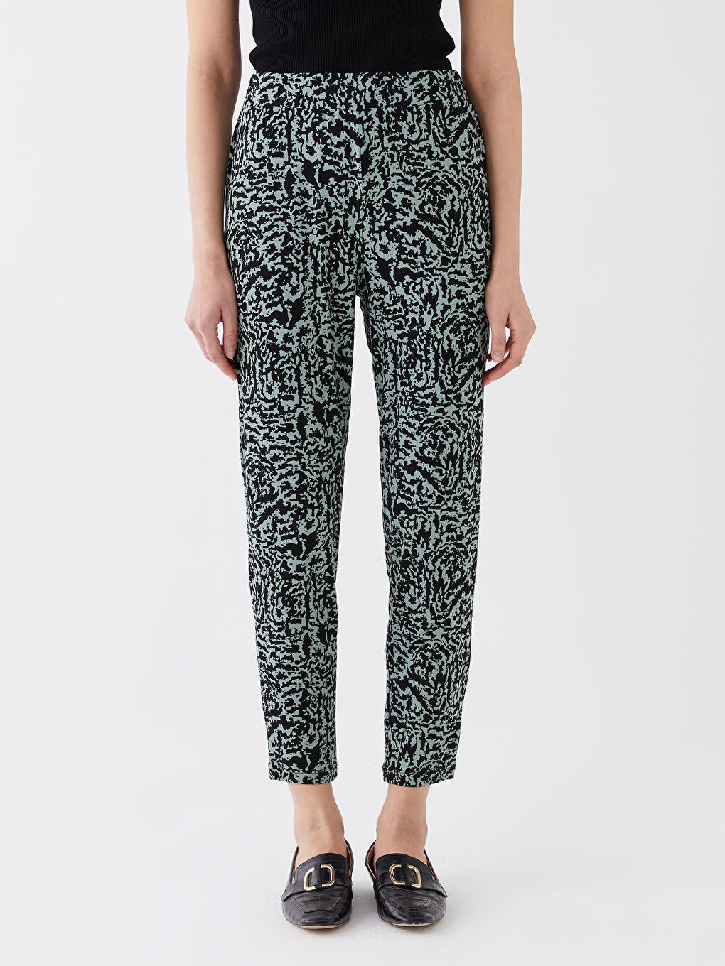 بنطلون رياضي بنقشة خصر مرن للسيدات-2