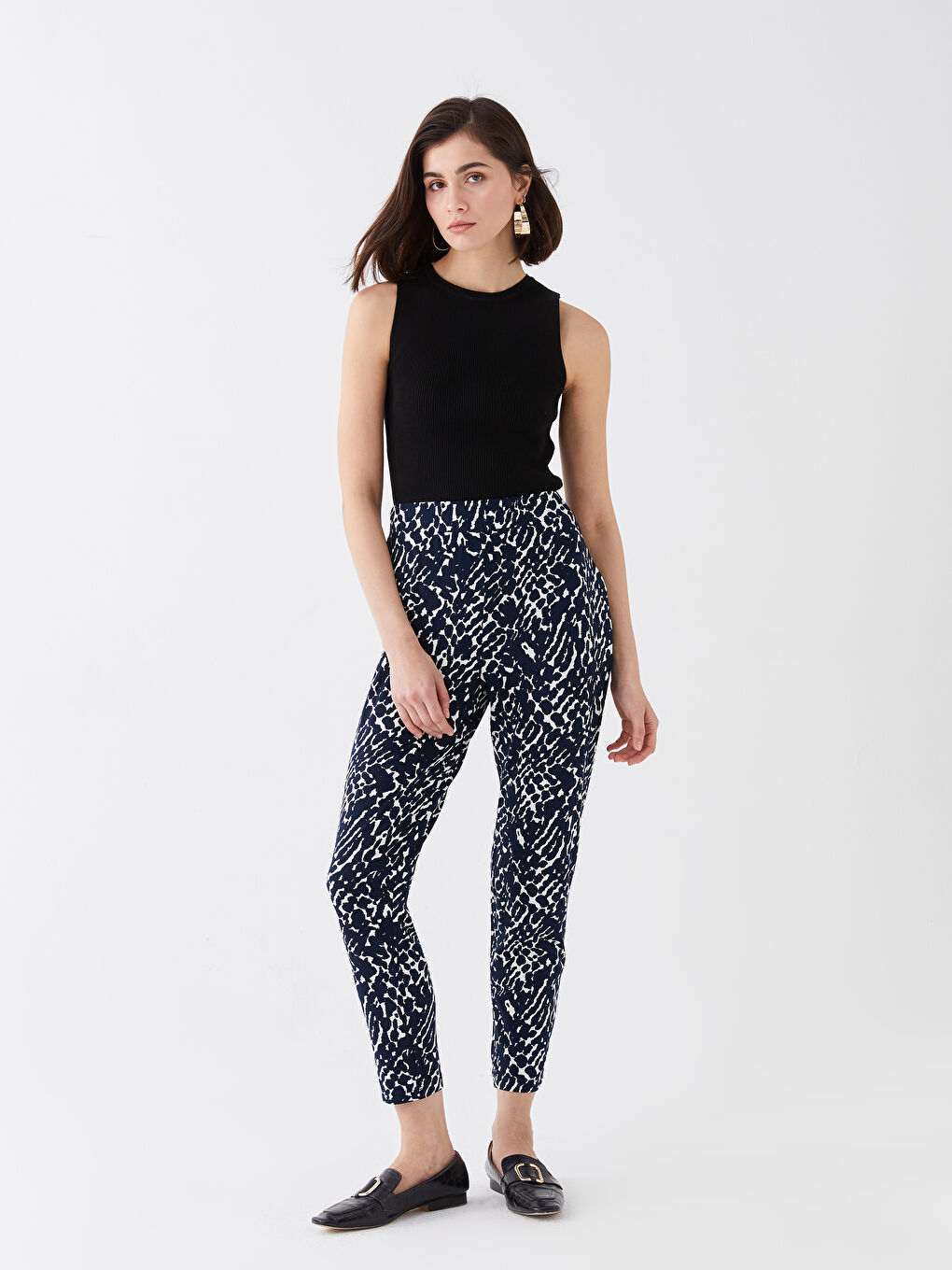 بنطلون رياضي بنقشة خصر مرن للسيدات