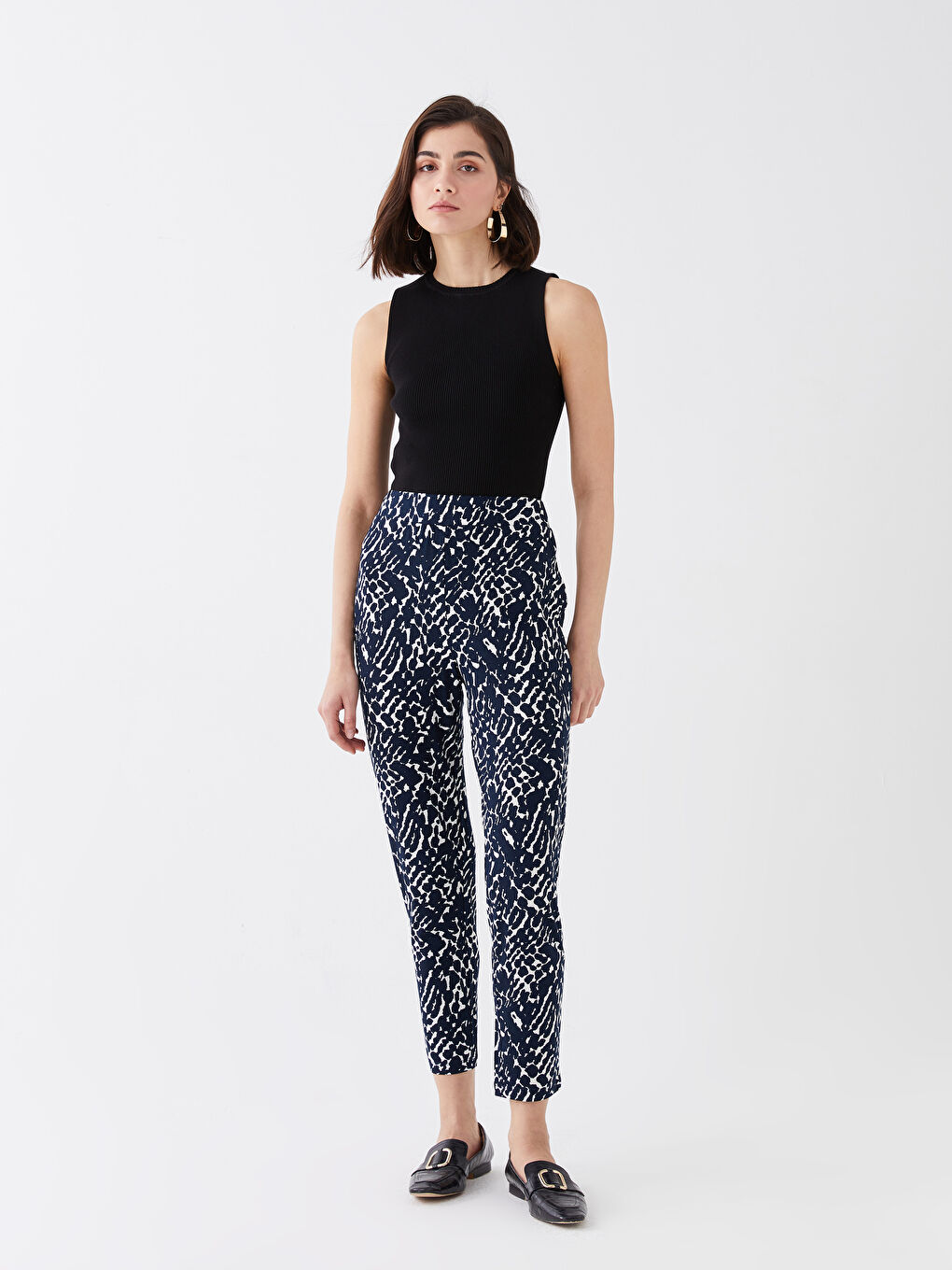 بنطلون رياضي بنقشة خصر مرن للسيدات-1