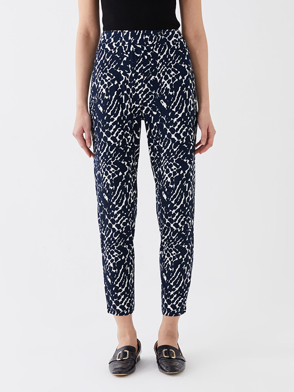 بنطلون رياضي بنقشة خصر مرن للسيدات-2