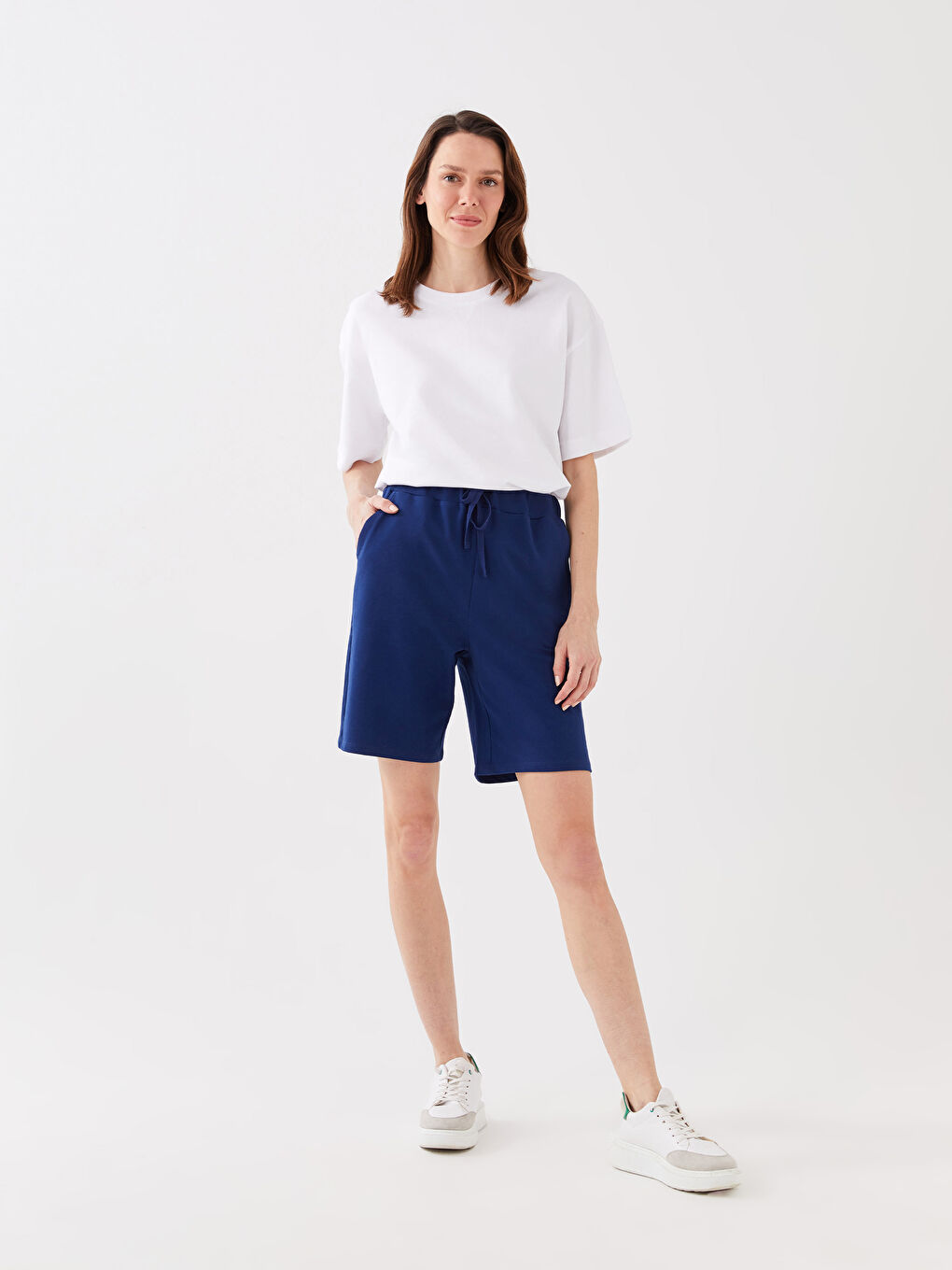 Women's Elasticated Waist Plain Shorts -S33857Z8-K1X