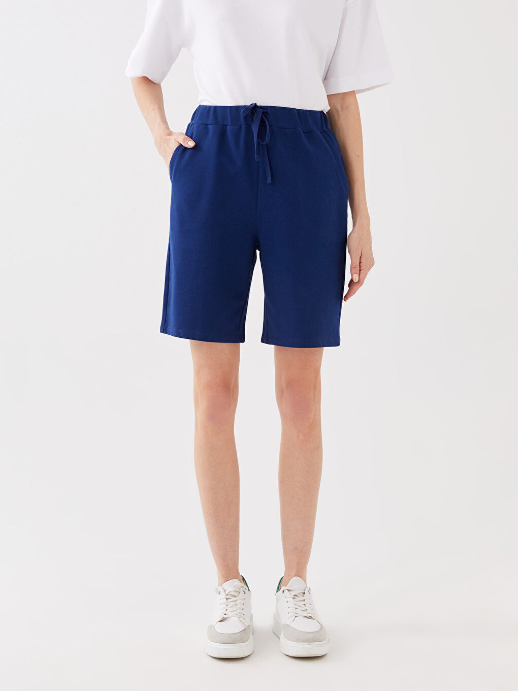 Women's Elasticated Waist Plain Shorts -S33857Z8-K1X