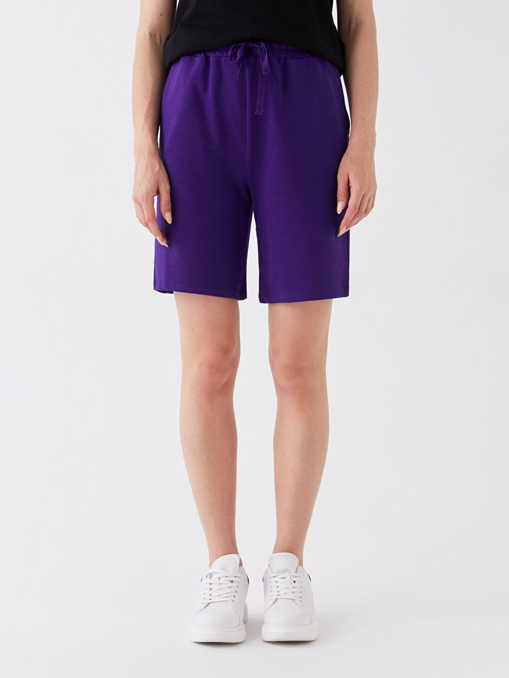 Women's Elasticated Waist Plain Shorts -S33857Z8-LWW