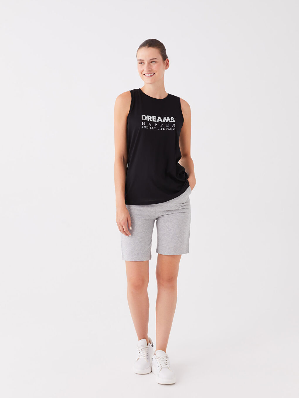 Women's Elasticated Waist Plain Shorts -S33857Z8-CX7