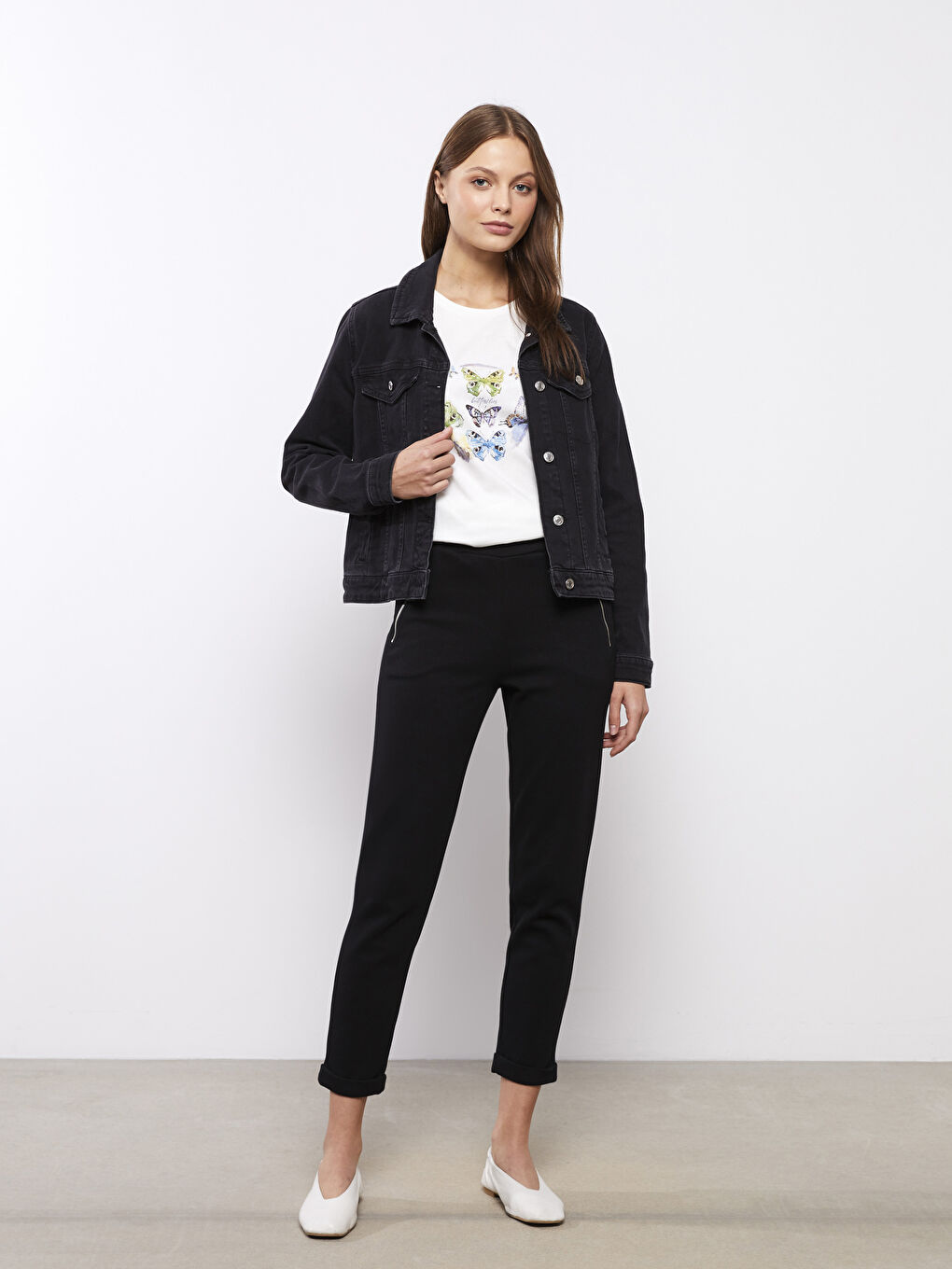 әйелдерге арналған серпімді белдік өрнексіз спорттық шалбар