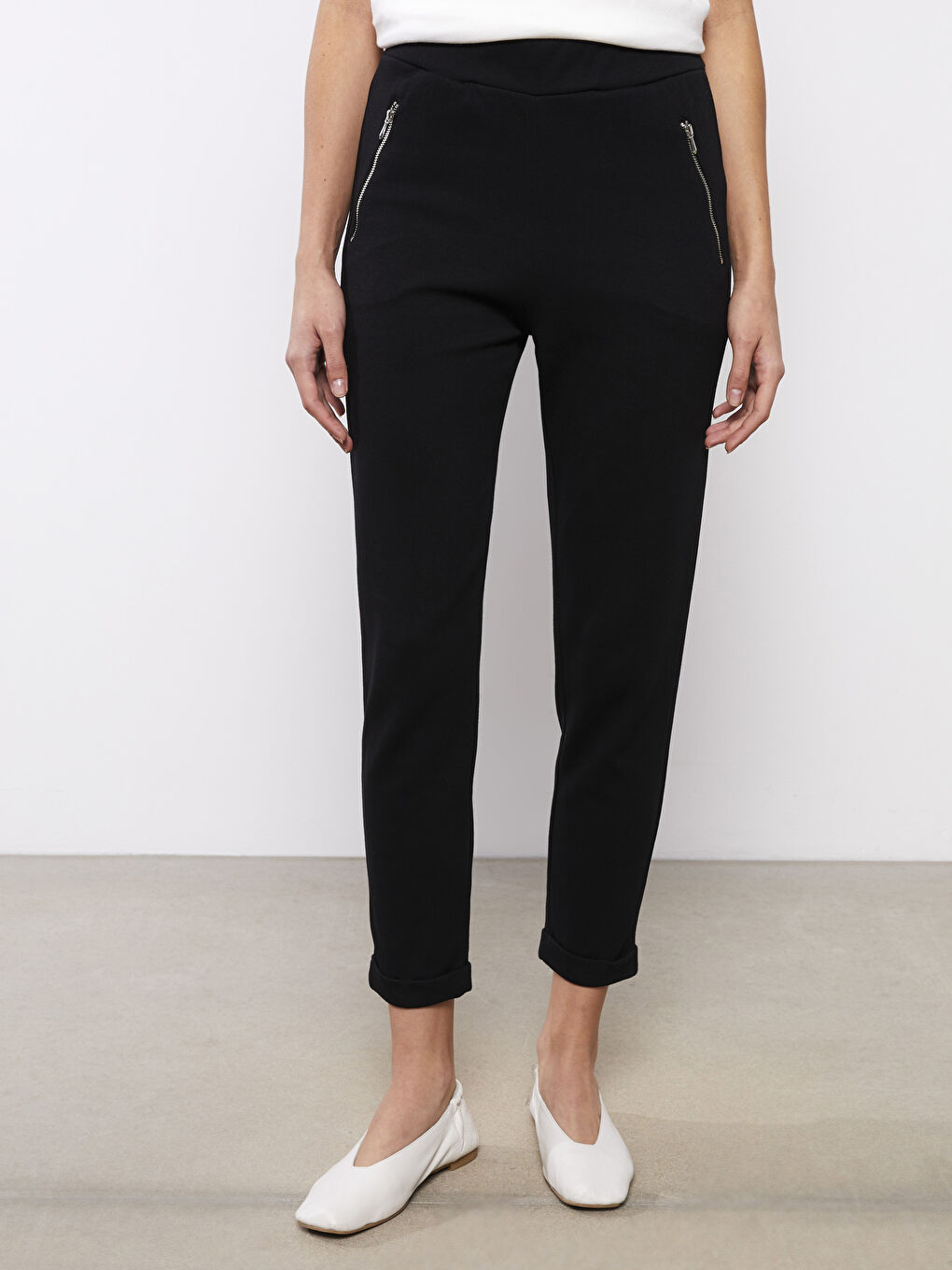 әйелдерге арналған серпімді белдік өрнексіз спорттық шалбар-2