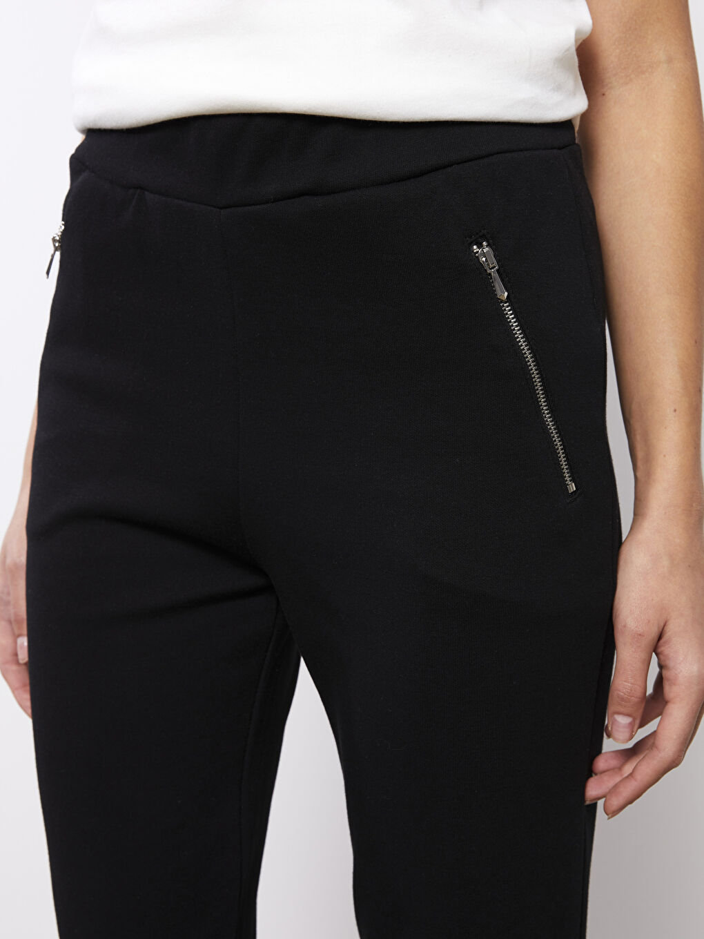 әйелдерге арналған серпімді белдік өрнексіз спорттық шалбар-3