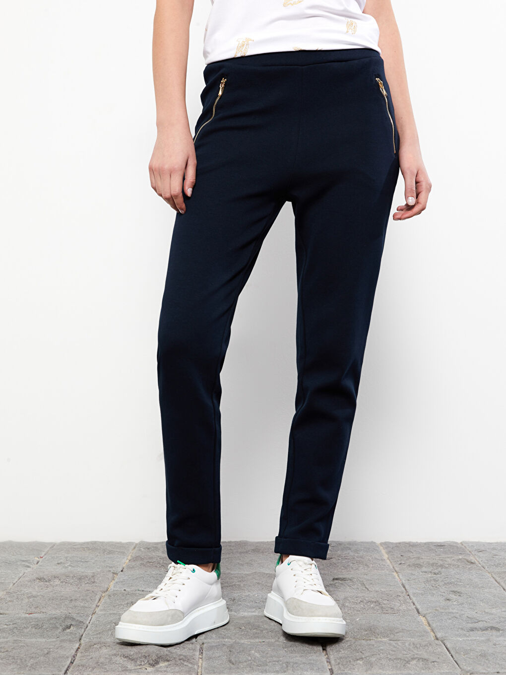 بنطلون رياضي سادة بخصر مرن للسيدات-3