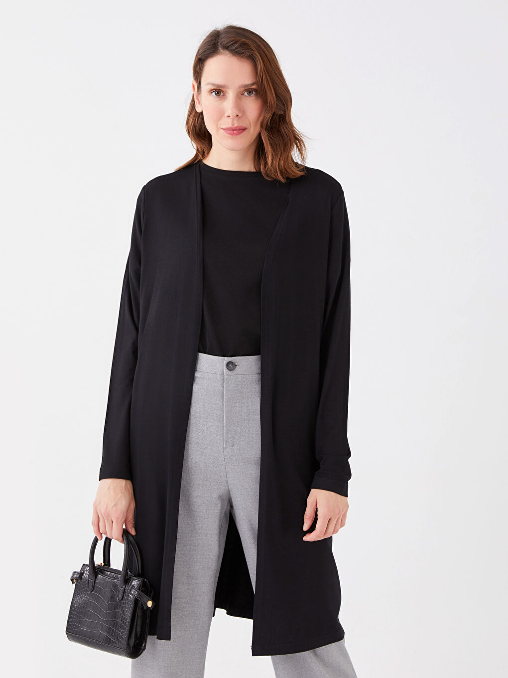 Shawl Collar Plain Long Sleeve Women's Cardigan -S33860Z8-CVL