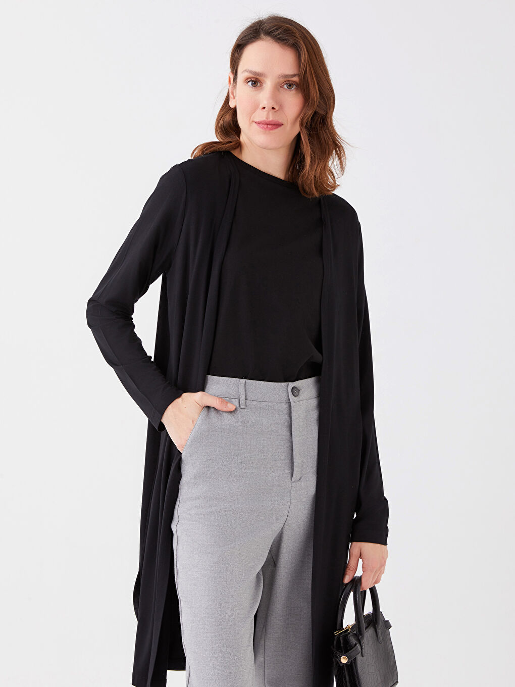 Shawl Collar Plain Long Sleeve Women's Cardigan -S33860Z8-CVL