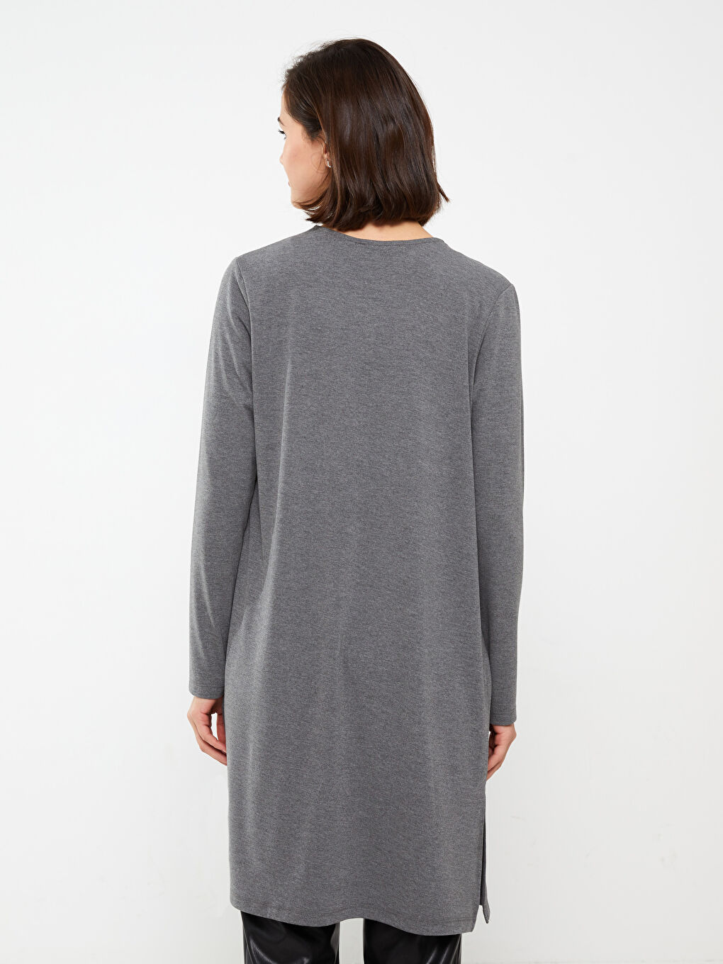 Antrasit Şal Yaka Düz Uzun Kollu Kadın Hırka-4