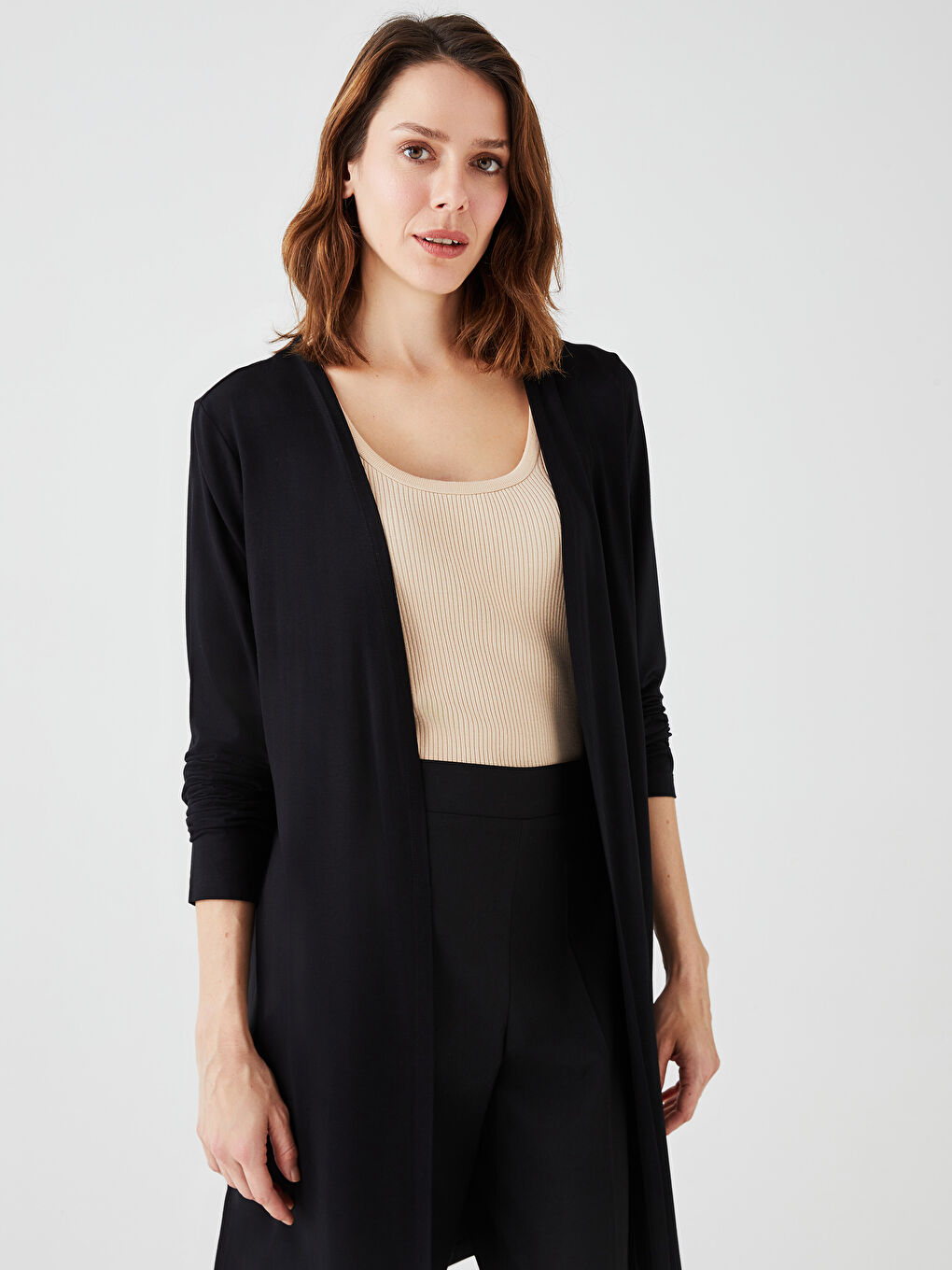 Shawl Collar Plain Long Sleeve Women's Cardigan -S33860Z8-CVL