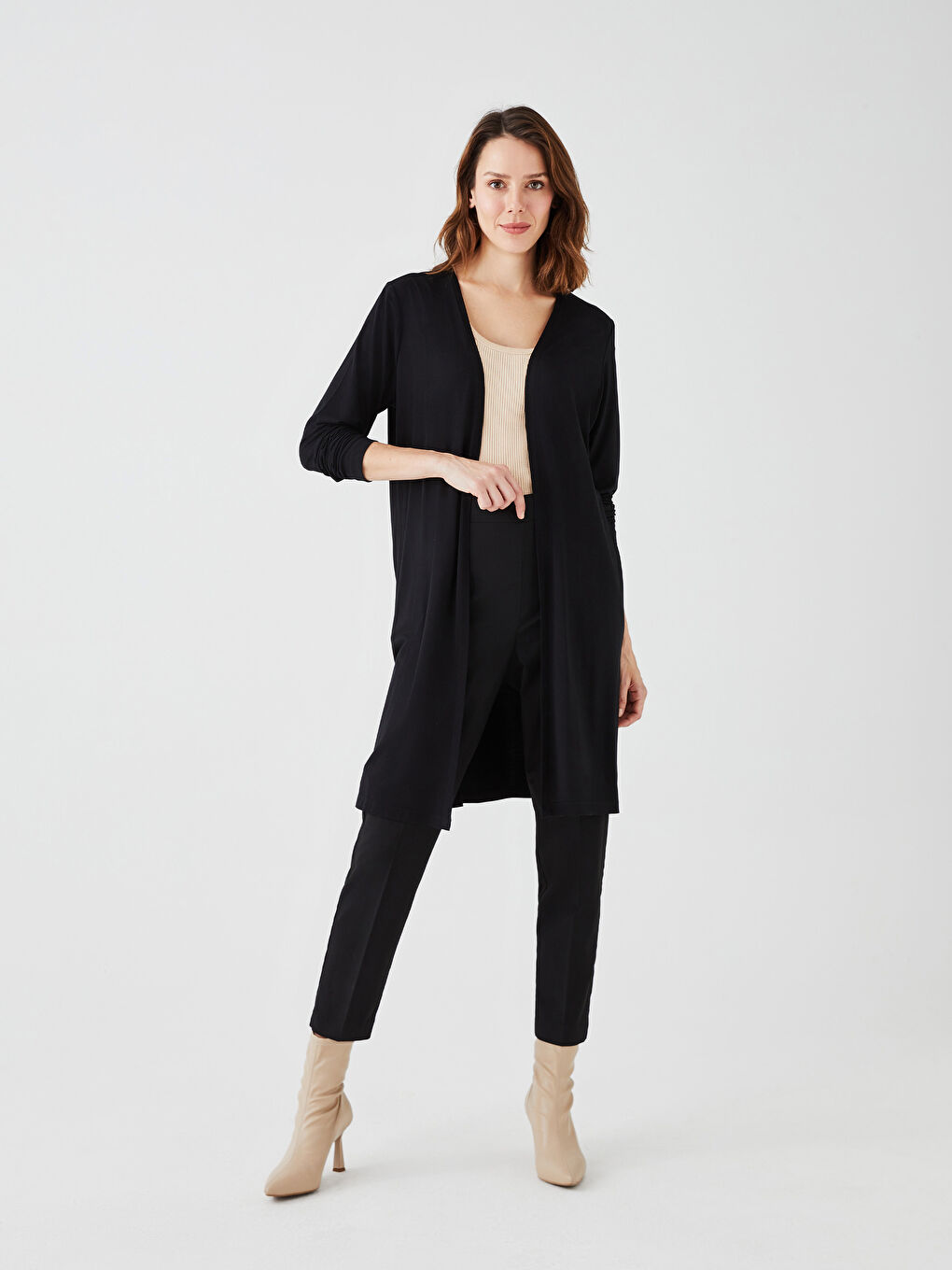 Shawl Collar Plain Long Sleeve Women's Cardigan -S33860Z8-CVL