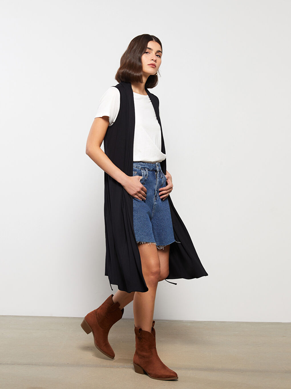 فيست سادة بياقة شال للسيدات-1