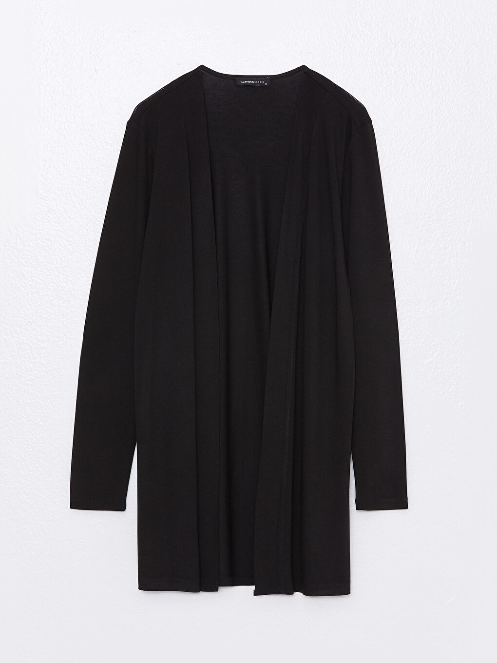 كارديجان كم طويل سادة بياقة شال للسيدات